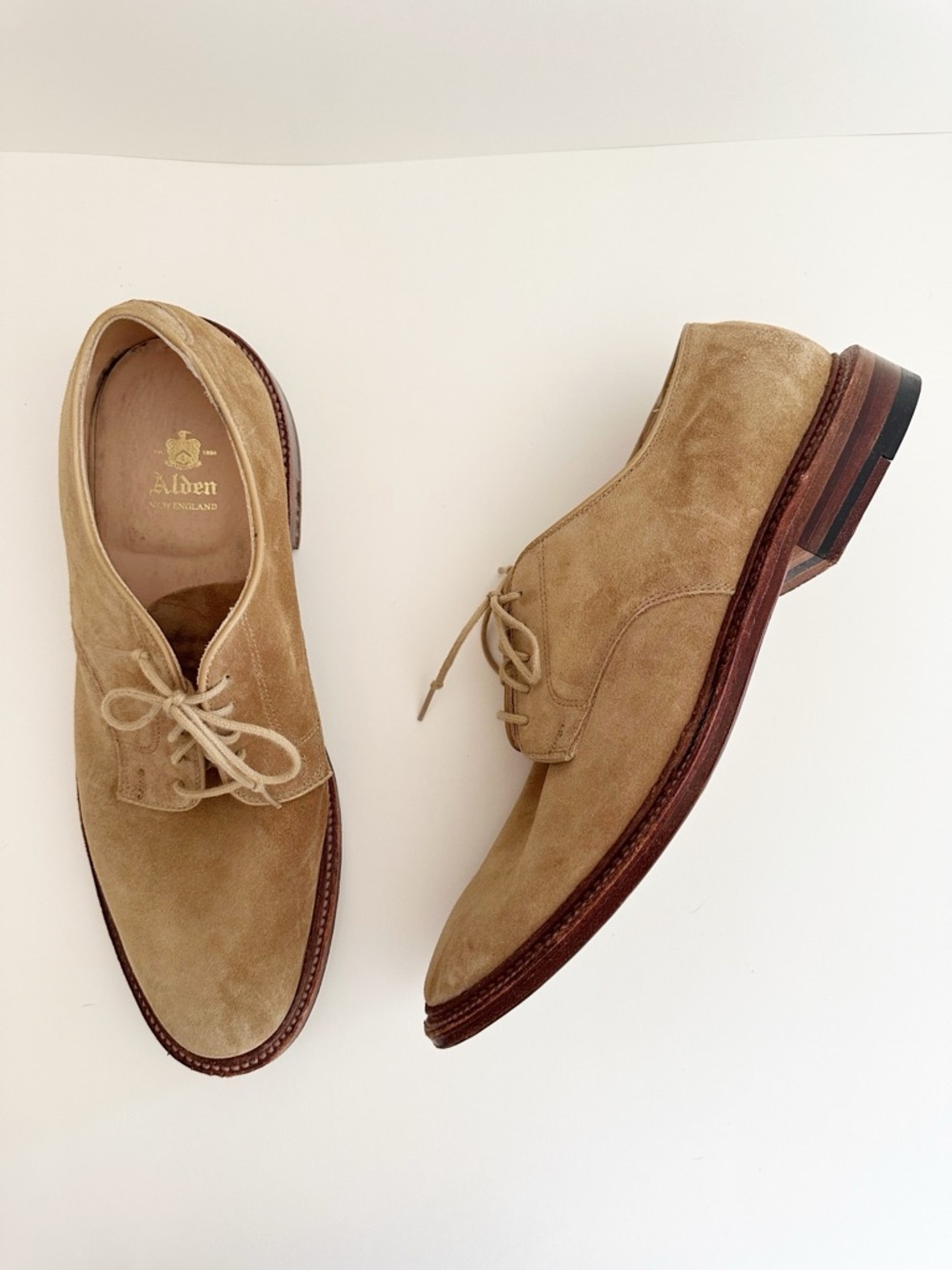 Alden Tan Suede Leather PlainToe Dover Blucher